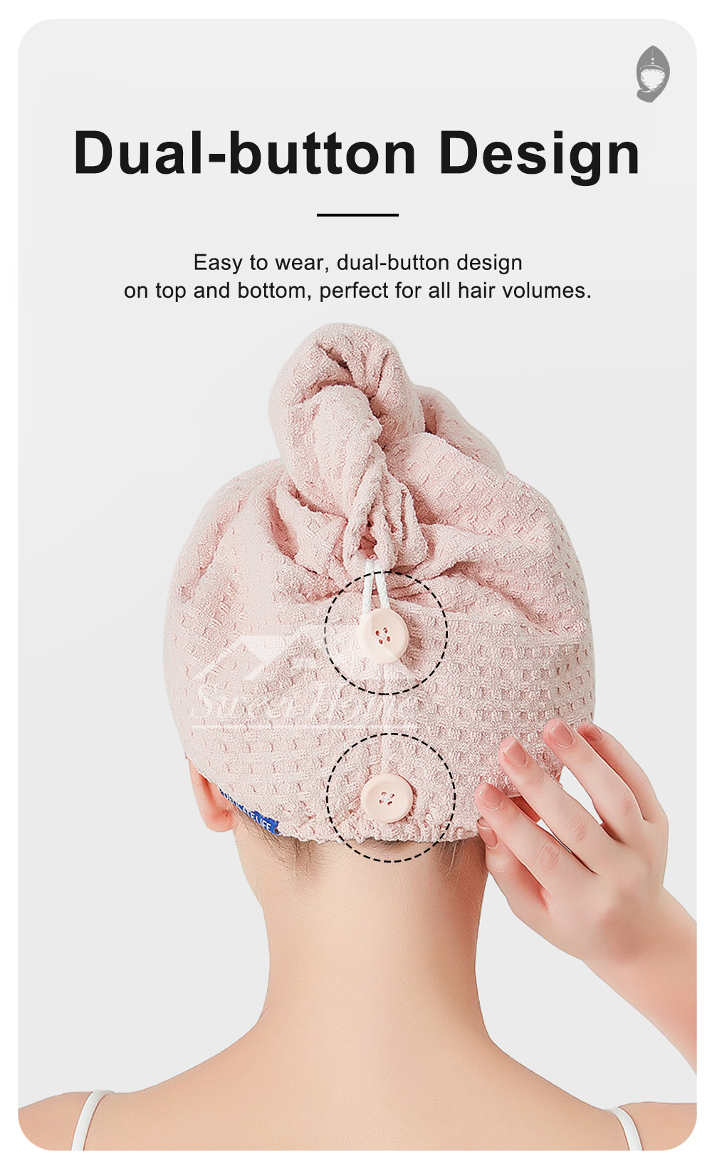 Waffle Weave Elastic Hair Drying Cap-4